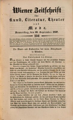 Wiener Zeitschrift für Kunst, Literatur, Theater und Mode Donnerstag 28. September 1837