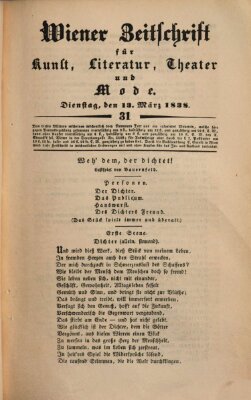 Wiener Zeitschrift für Kunst, Literatur, Theater und Mode Dienstag 13. März 1838