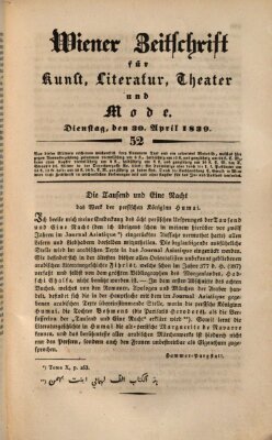 Wiener Zeitschrift für Kunst, Literatur, Theater und Mode Dienstag 30. April 1839