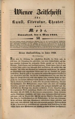 Wiener Zeitschrift für Kunst, Literatur, Theater und Mode Samstag 4. Mai 1839