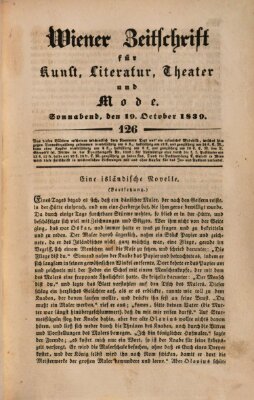 Wiener Zeitschrift für Kunst, Literatur, Theater und Mode Samstag 19. Oktober 1839