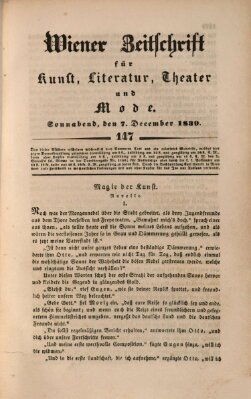 Wiener Zeitschrift für Kunst, Literatur, Theater und Mode Samstag 7. Dezember 1839