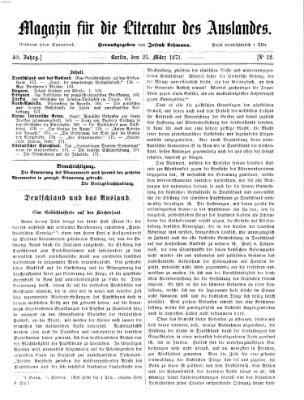 Magazin für die Literatur des Auslandes Samstag 25. März 1871