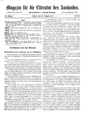 Magazin für die Literatur des Auslandes Samstag 12. August 1871