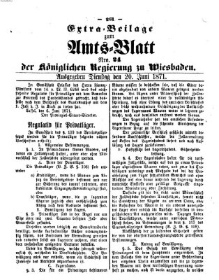 Amtsblatt der Regierung in Wiesbaden (Herzoglich-nassauisches allgemeines Intelligenzblatt) Dienstag 20. Juni 1871