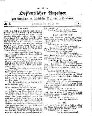 Amtsblatt der Regierung in Wiesbaden (Herzoglich-nassauisches allgemeines Intelligenzblatt) Donnerstag 26. Januar 1871
