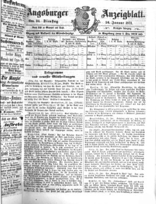 Augsburger Anzeigeblatt Dienstag 24. Januar 1871