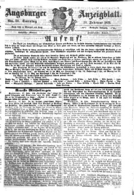 Augsburger Anzeigeblatt Sonntag 19. Februar 1871