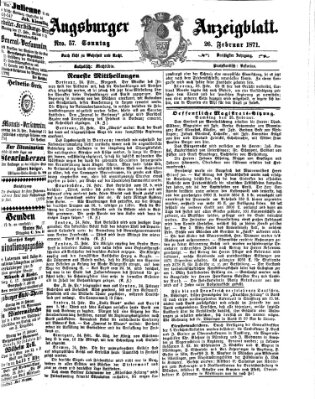 Augsburger Anzeigeblatt Sonntag 26. Februar 1871