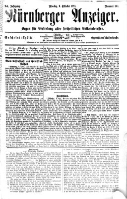 Nürnberger Anzeiger Montag 9. Oktober 1871