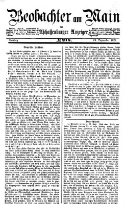Beobachter am Main und Aschaffenburger Anzeiger Samstag 23. September 1871