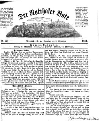 Rottaler Bote Sonntag 3. Dezember 1871