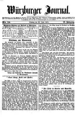 Würzburger Journal Dienstag 20. Juni 1871
