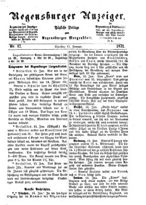 Regensburger Anzeiger Dienstag 17. Januar 1871