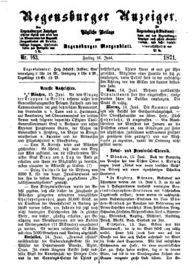 Regensburger Anzeiger Freitag 16. Juni 1871