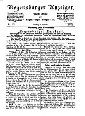 Regensburger Anzeiger Montag 2. Oktober 1871