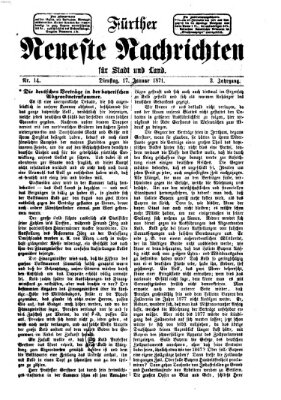 Fürther neueste Nachrichten für Stadt und Land (Fürther Abendzeitung) Dienstag 17. Januar 1871