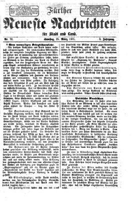 Fürther neueste Nachrichten für Stadt und Land (Fürther Abendzeitung) Samstag 25. März 1871