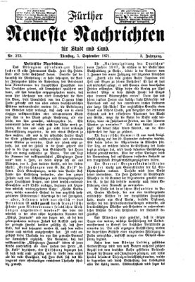 Fürther neueste Nachrichten für Stadt und Land (Fürther Abendzeitung) Dienstag 5. September 1871