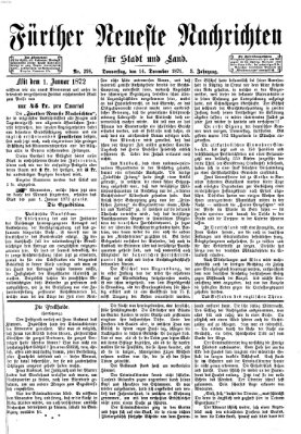 Fürther neueste Nachrichten für Stadt und Land (Fürther Abendzeitung) Donnerstag 14. Dezember 1871
