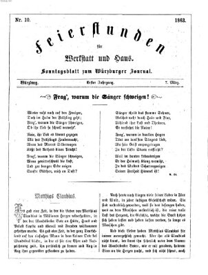 Feierstunden für Werkstatt und Haus (Würzburger Journal) Samstag 7. März 1863