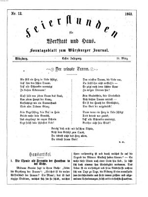 Feierstunden für Werkstatt und Haus (Würzburger Journal) Samstag 21. März 1863