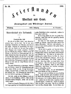 Feierstunden für Werkstatt und Haus (Würzburger Journal) Sonntag 27. September 1863
