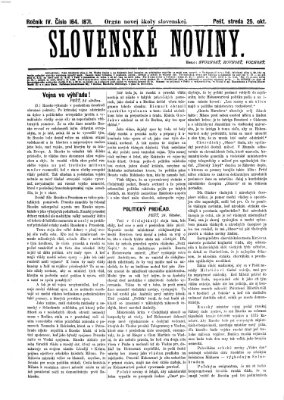 Slovenské noviny Mittwoch 25. Oktober 1871