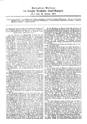 Königlich Preußischer Staats-Anzeiger (Allgemeine preußische Staats-Zeitung) Samstag 22. Januar 1870