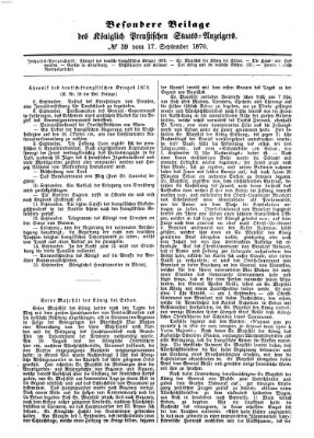 Königlich Preußischer Staats-Anzeiger (Allgemeine preußische Staats-Zeitung) Samstag 17. September 1870
