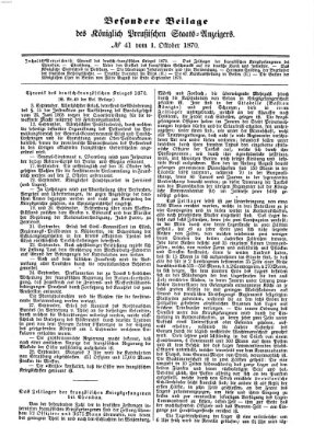 Königlich Preußischer Staats-Anzeiger (Allgemeine preußische Staats-Zeitung) Samstag 1. Oktober 1870