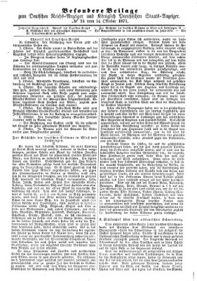 Königlich Preußischer Staats-Anzeiger (Allgemeine preußische Staats-Zeitung) Samstag 14. Oktober 1871
