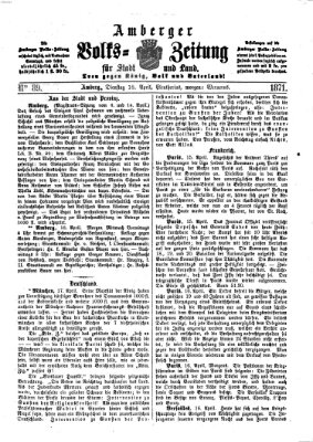 Amberger Volks-Zeitung für Stadt und Land Dienstag 18. April 1871