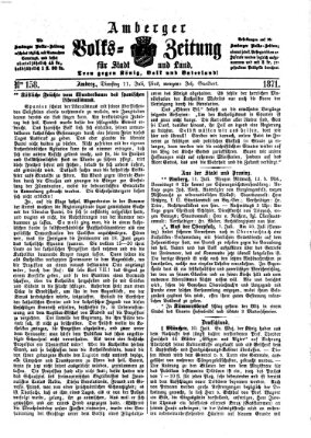 Amberger Volks-Zeitung für Stadt und Land Dienstag 11. Juli 1871
