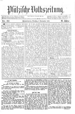Pfälzische Volkszeitung Dienstag 5. September 1871
