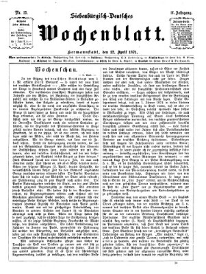 Siebenbürgisch-deutsches Wochenblatt Mittwoch 12. April 1871