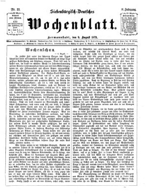 Siebenbürgisch-deutsches Wochenblatt Mittwoch 9. August 1871