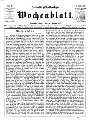 Siebenbürgisch-deutsches Wochenblatt Mittwoch 30. August 1871