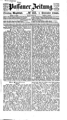 Passauer Zeitung Dienstag 1. September 1868