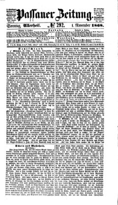 Passauer Zeitung Sonntag 1. November 1868