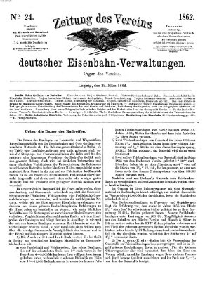 Zeitung des Vereins Deutscher Eisenbahnverwaltungen (Eisenbahn-Zeitung) Samstag 22. März 1862