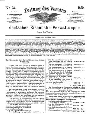 Zeitung des Vereins Deutscher Eisenbahnverwaltungen (Eisenbahn-Zeitung) Mittwoch 26. März 1862