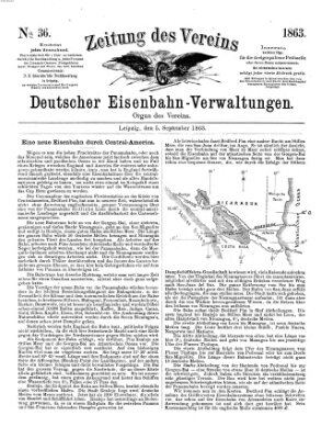 Zeitung des Vereins Deutscher Eisenbahnverwaltungen (Eisenbahn-Zeitung) Samstag 5. September 1863