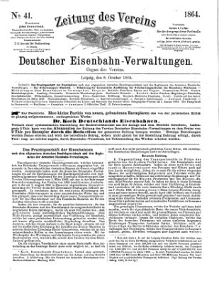 Zeitung des Vereins Deutscher Eisenbahnverwaltungen (Eisenbahn-Zeitung) Samstag 8. Oktober 1864