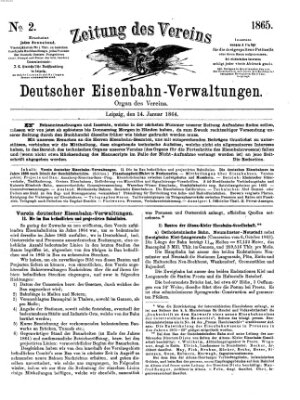 Zeitung des Vereins Deutscher Eisenbahnverwaltungen (Eisenbahn-Zeitung) Samstag 14. Januar 1865