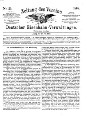 Zeitung des Vereins Deutscher Eisenbahnverwaltungen (Eisenbahn-Zeitung) Samstag 29. Juli 1865