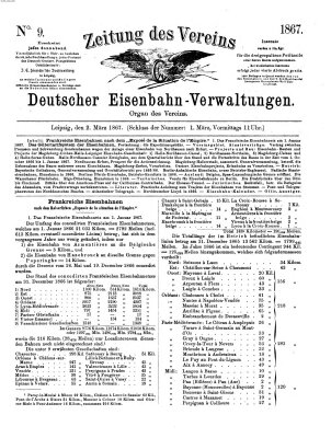 Zeitung des Vereins Deutscher Eisenbahnverwaltungen (Eisenbahn-Zeitung) Samstag 2. März 1867
