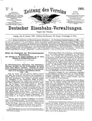 Zeitung des Vereins Deutscher Eisenbahnverwaltungen (Eisenbahn-Zeitung) Freitag 31. Januar 1868
