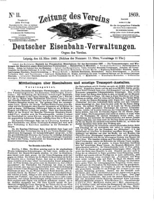 Zeitung des Vereins Deutscher Eisenbahnverwaltungen (Eisenbahn-Zeitung) Freitag 12. März 1869