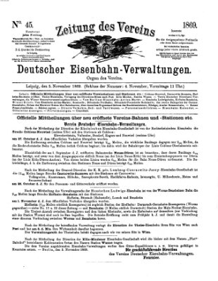 Zeitung des Vereins Deutscher Eisenbahnverwaltungen (Eisenbahn-Zeitung) Freitag 5. November 1869